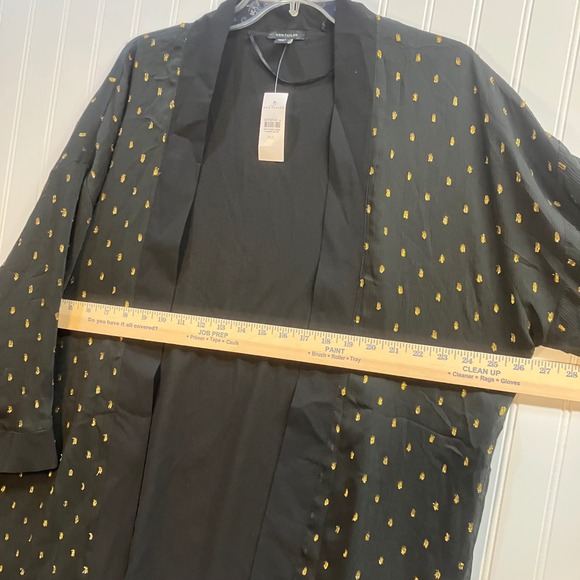 Ann Taylor Black Gold Metallic Dot Kimono Open Front Jacket M/L Black Label NWT - Picture 8 of 8